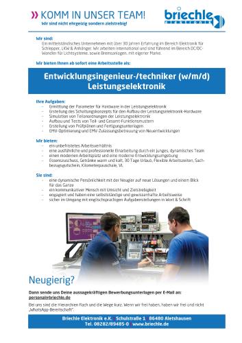 Artikelbild des Artikels “Entwicklungsingenieur-/techniker (w/m/d) Leistungselektronik “